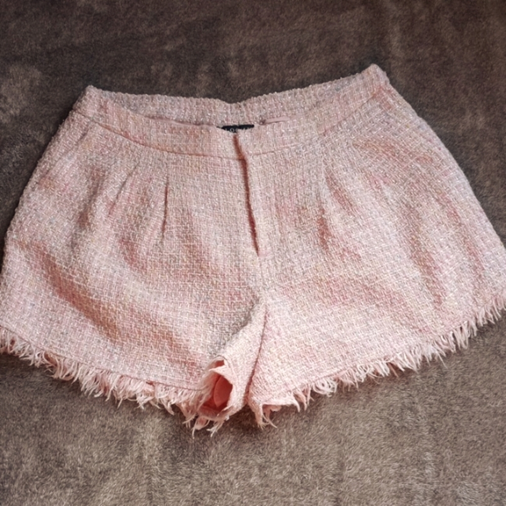 Eloquii boucle pink shorts with metallic threads